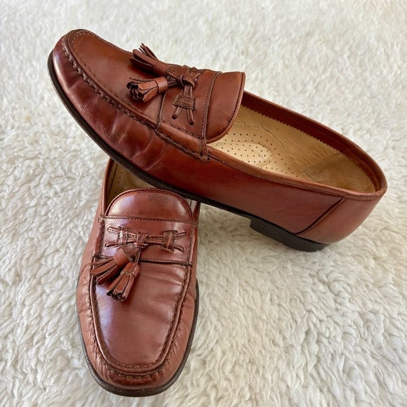 Santoni Chestnut Leather Tassel Loafers size 9 D main image 7